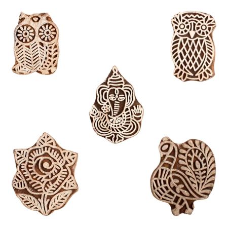 Set of 5 Piece New Mix Wooden Printing Block